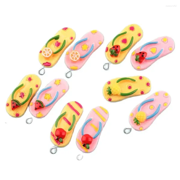 Dekoratif Çiçekler 50/100 PCS Karikatür Diy Reçine Meyve Saplama Flip Flip Flip-Flop Takılar Cabochon Süsleme Sergileri Dekorasyon Takıları