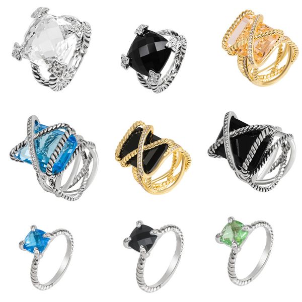Лучший дизайнер DY Ретро витое вязаное кольцо ювелирные изделия для мужчин и женщин 18-каратная позолоченная бриллиантовая нить X-образный подарок на годовщину
