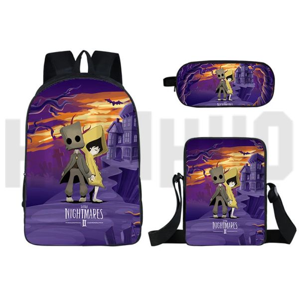 Taschen kleine Albträume 2 täglicher Rucksack 16 -Zoll -Anime 3D Travel Bookback Dochback School Tasche 3 PCs Set nie