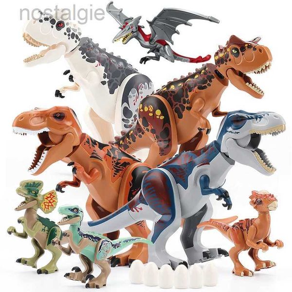 Blöcke Jurassic Dino World Große Dinosaurier Figuren Ziegel Bausteine Velociraptor T-Rex Triceratops Indominus Rex Spielzeug Für Kinder 240401