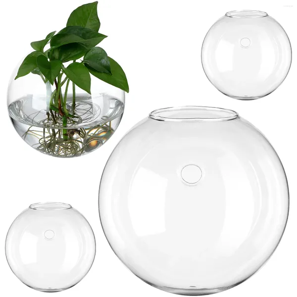 Vasos 4 pcs vaso de vidro parede para flores vasos de planta interior estação de propagação pendurado plantadores de terrário plantas suporte de ar