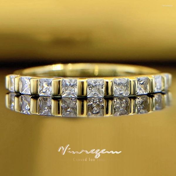 Anéis de cluster Vinregem 2/2mm laboratório criado safira gemstone 18k banhado a ouro 925 prata esterlina vintage anel para mulheres casamento banda jóias