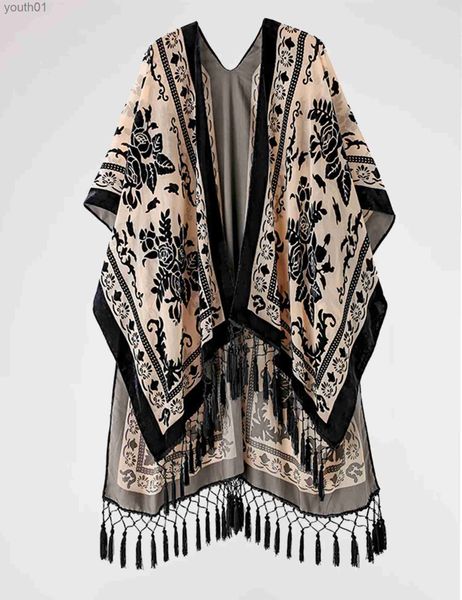 Abiti casual di base Mjsereca Bohémien Fashion Women Burnt Plush Kimono Long Cardigan con Tassel Beach Cover-Up Luxury Holiday Cardigan Shl YQ240402