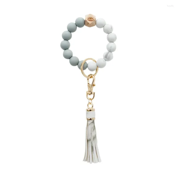 Schlüsselanhänger Silikon-Armband, Schlüsselanhänger, Armband, Auto, Perlen, Schlüsselanhänger, Armreif für Damen – H