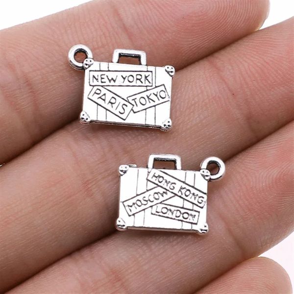 Charms Free Ship 200 PCS Античный серебряный чемодан подвеска 17x13 мм