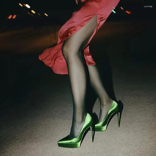 Sapatos de vestido Zookerlin 2024 senhoras plataforma pontiaguda seda cor sólida bombas femininas 13cm stiletto moda gladiador saltos altos deslizamento em
