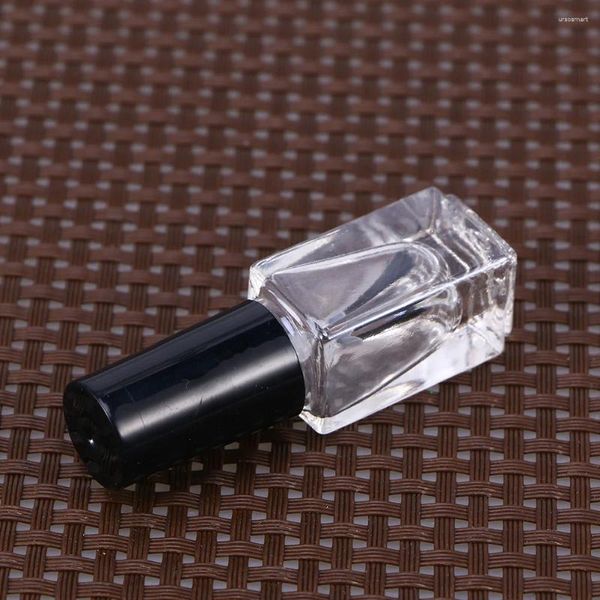 Aufbewahrungsflaschen 15 Stück transparente Glasflasche Nagellack mit Pinsel schwarz