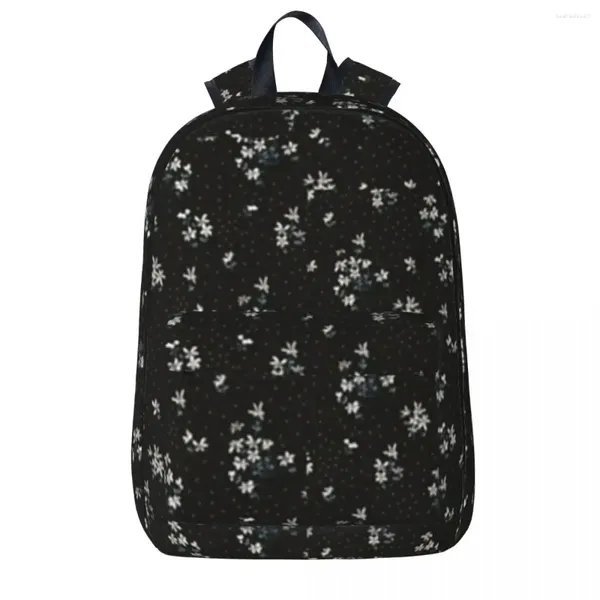 Mochila preto floral impressão mulher mochilas meninos meninas bookbag à prova dwaterproof água estudantes sacos de escola portabilidade viagem bolsa de ombro