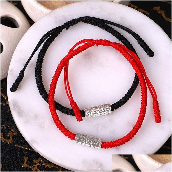 Kette handgewebtes rotes Seilarmband Diamantknoten sechs Zeichen Prbs Drachenbootfest Hand Drop Lieferung Otnh6