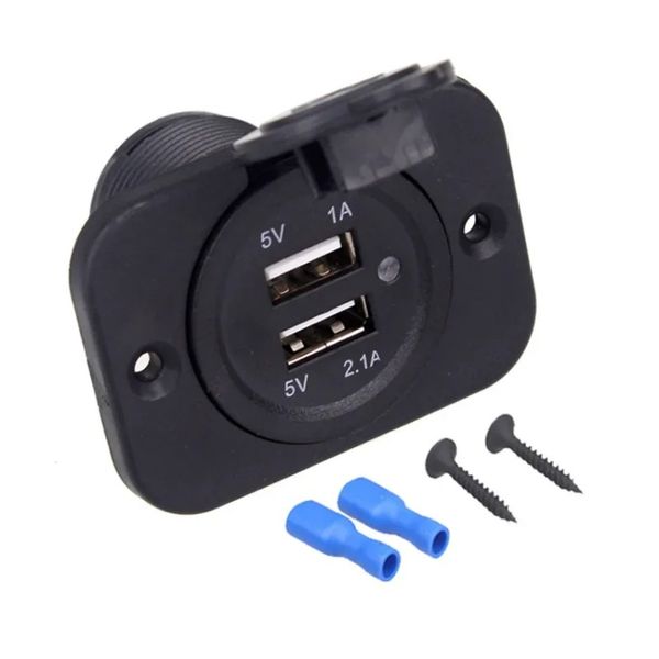 12–24 V USB-Ladegerät für Motorrad, Auto, LKW, ATV, Boot, LED-Auto, 3,1 A, Dual-USB-Buchse, Ladegerät, Netzteil, Steckdose