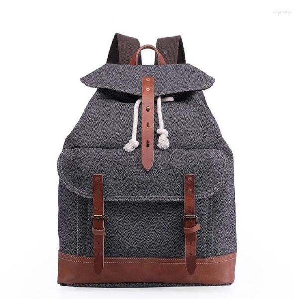 Sırt çantası M258 Vintage Biber Tuz Tuval Deri Sırt Çantaları Erkekler İçin Dizüstü Dirkdrojlar Giyim Dayanıklı Sırt Çantaları Büyük Seyahat Back Pack