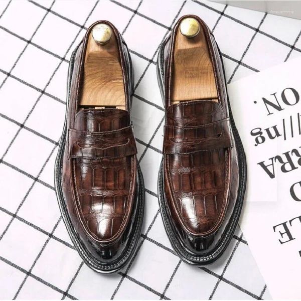 Scarpe eleganti Versione coreana Business Casual Moda uomo Stampa coccodrillo Semplice Ufficio Piccola pelle 110