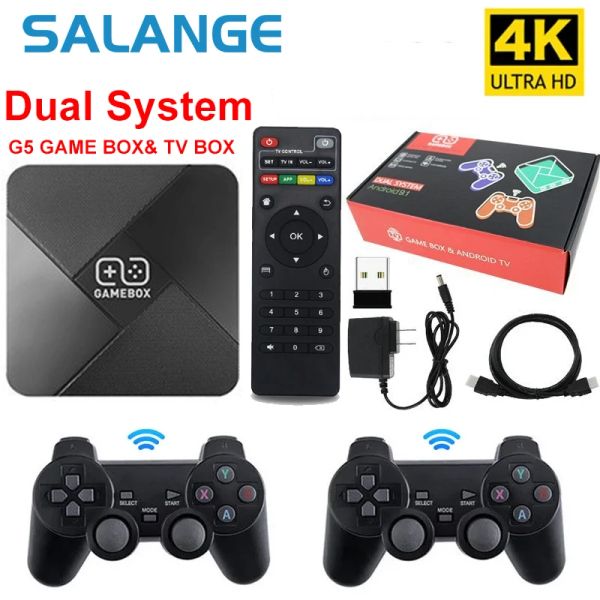 Konsolen G5 Spielekonsole TV BOX 4K Retro-Videospielkonsole mit kabellosem Controller, 128 GB Speicher, integrierte 40.000 Spiele für PS1