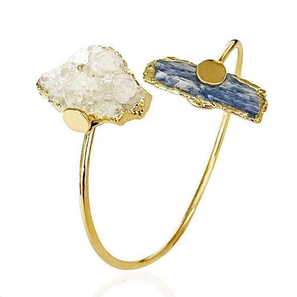 Bracciale a catena irregolare con zaffiro e denti di cristallo, adatto per le donne, braccialetto in pietra naturale fatto a mano, bohemien, regalo per festa di nozze Q240401