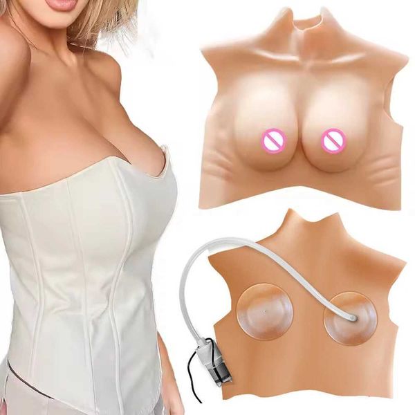 Almofada de peito Crossdresser Formas de mama de silicone inflável realista peitos falsos artificial enorme tamanho ajustável peito para cosplay drag queen 240330