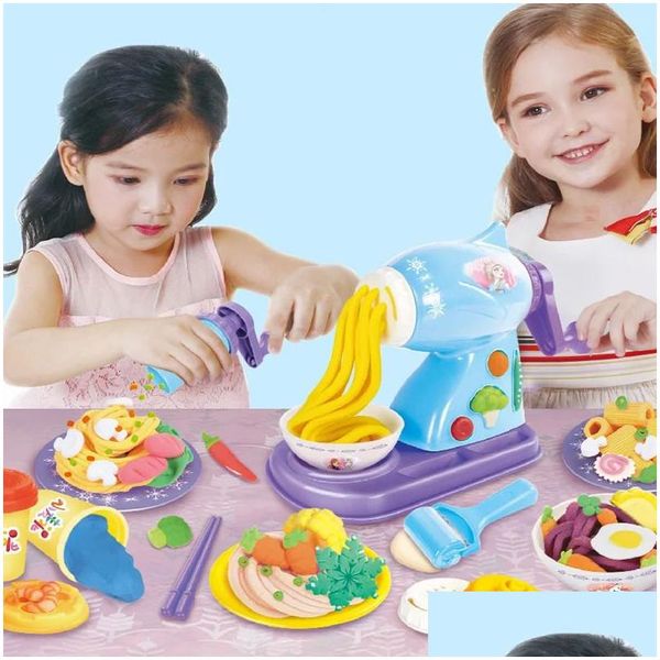 Tonteig Modellierung Kreative Plastilin Lebensmittel Noddles Form Ungiftiges Spielzeug für Kinder Jungen Mädchen Lernen Bildungsbrett Geschenk 240117 Dh46F