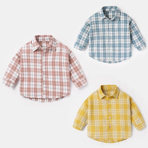 Magliette intime Ragazzi Bambini Bambini Bambino neonato Neonati maschi Ragazze Camicia a quadri in cotone a maniche lunghe Camicetta Top Abiti Maglietta colorata 240314