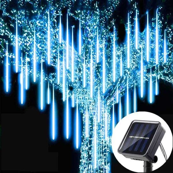 Stringhe LED Solare Pioggia di meteoriti Luce Vacanza String Impermeabile Fata Decorazione del giardino Outdoor Led Street Ghirlanda Decorazione natalizia YQ240401