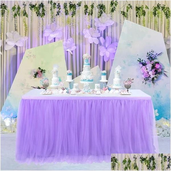 Gonna da tavolo Colorf Stoviglie Panno Matrimonio Tutu Tle Baby Shower Party Home Decor Battiscopa Compleanno Drop Delivery Tessili da giardino Coagulo Dhoxw