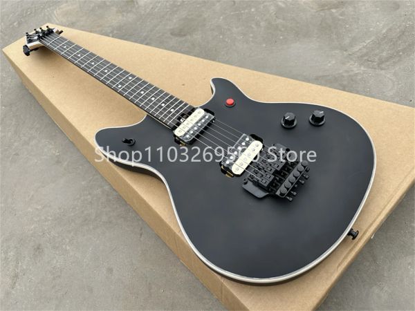 Fábrica de guitarra fosco preto 6 cordas de guitarra elétrica guitarra de pau -rosa hh captadores pretos hardwares personalizáveis