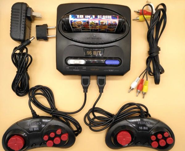 Consoles Feihao Retro TV Video Oyun Konsolu Megadrive 16 Bit Oyun Kartuşu 14 Yapı Oyunu ve 18 Oyun Kartı AV Çıkışı