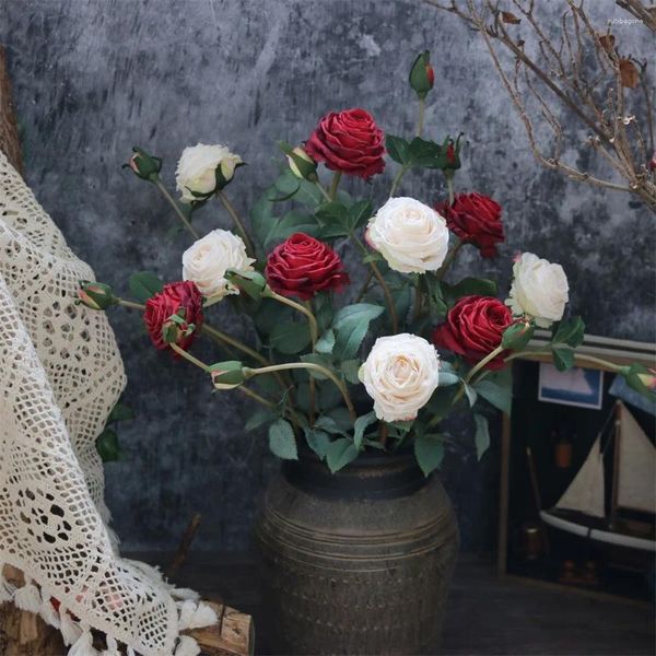 Декоративные цветы 1 шт. Ретро Европейский шелковый букет роз на гриле Искусственный цветок для свадьбы Домашнее украшение в Риме Подарок на день Святого Валентина