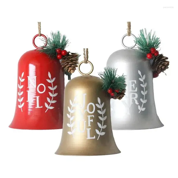 Fontes de festa jingle bells para crianças natal ferro grande sino decorativo pingente árvore decorações casa artesanato ornamentos prata escola mão
