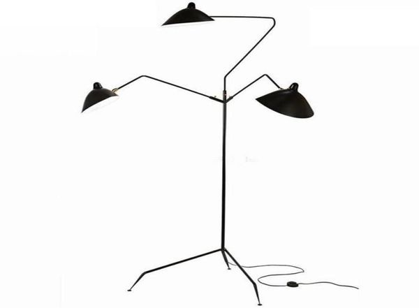 Serge Mouille 3-Arm-Stehlampe, nordisches Schwarz, Stehleuchte, Sofa, Wandhintergrund, Schlafzimmer, Büro, Loft, Wohnzimmer, Eisenständer, Lighti7887222