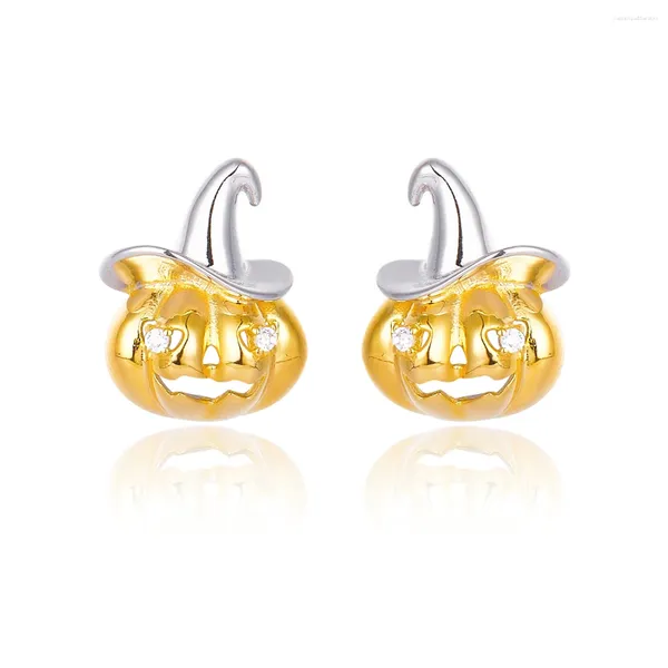 Orecchini a bottone HAIKE S925 Argento sterling Serie natalizia originale Magic Pumpkin Earpin Squisita forma carina bicolore