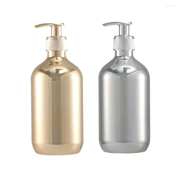 Dispensador de sabão líquido 300ml dispensadores de mão banheiro shampoo garrafa ouro cromo plástico garrafas lavagem suprimentos