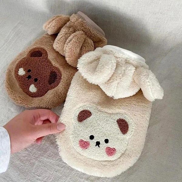 Vestuário para cães Pet Bear Jaqueta Colete Roupas para Gato Pele De Pelúcia Inverno Quente Suéteres Filhote de Cachorro Teddy Cães Traje