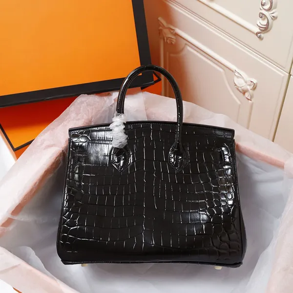 Дизайнерские сумки из гладкой крокодиловой кожи для женщин, сумки на ремне, высококачественные классические сумки класса люкс, винтажные сумки, женские сумки, модные повседневные сумки-тоут