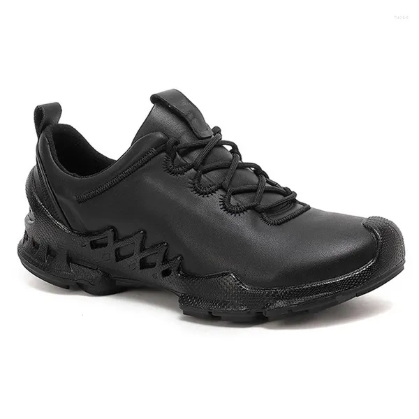 Sapatos casuais de couro genuíno dos homens lazer caminhadas jogging na moda atlético trekking vaca tênis caminhada escalada ao ar livre mocassins