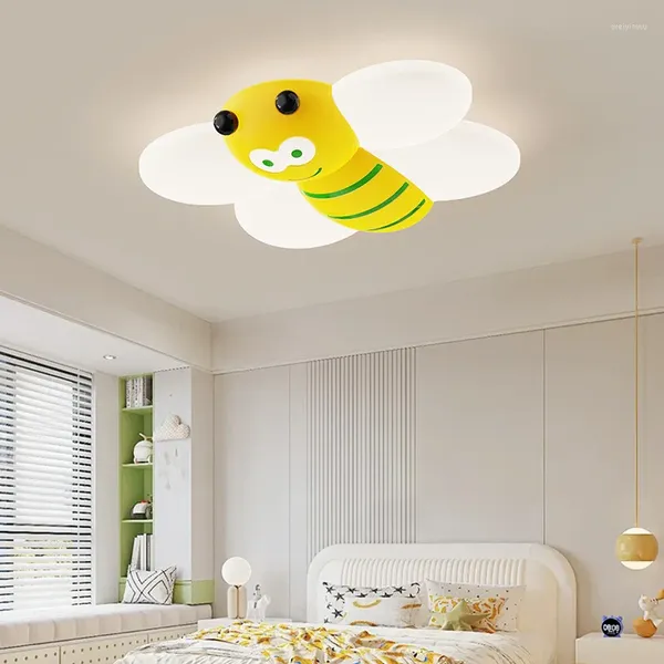 Plafoniere a forma di ape carina LED per cameretta dei bambini, minimalista e moderno, decorazione per ragazzo e ragazza, con telecomando