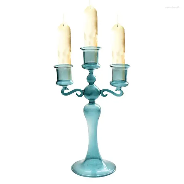 Castiçais 3 braços candelabros titular mesa peça central jantar decoração de vidro claro suportes com ramos decoração de casa supplie