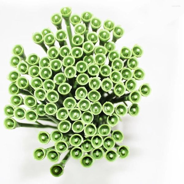 Flores decorativas 50 PCs Diy Making Flower Haste curto Arranjo de caule curto Acessório da cabeça do arame Home Artificial