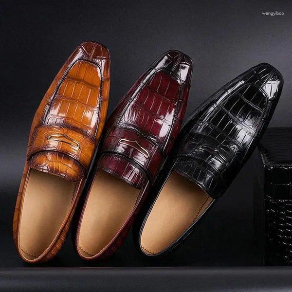 Sapatos de vestido homens negócios casual festa de casamento diário clássico cor sólida crocodilo padrão máscara deslizamento-on