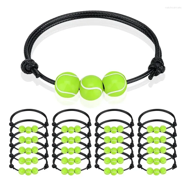 Charm-Armbänder, 20 Stück, Tennisball-Perlen, verstellbare Armbänder, inspirierende Sport-Armbänder für Teenager, Team-Geschenke, Gefälligkeiten