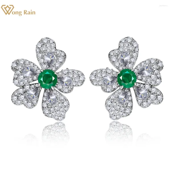 Brincos de garanhão wong chuva 925 prata esterlina esmeralda alto carbono diamante pedra preciosa festa de casamento vintage flor studs jóias finas