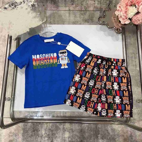 2025 Designer Kids Define T-shirt e Calça Crianças Algodão Duplo G Meninos Meninas Verão Terno Esporte 2-9 Anos Designer T-Shirt Calças Definir Marca 2 Peças Roupas