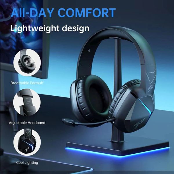 Kopfhörer/Headset Kabellose Stereo-Headsets RGB Cool Light Gaming-Headset Rauschunterdrückung Bluetooth-kompatibel 5.3 Abnehmbares Mikrofon mit geringer Latenz