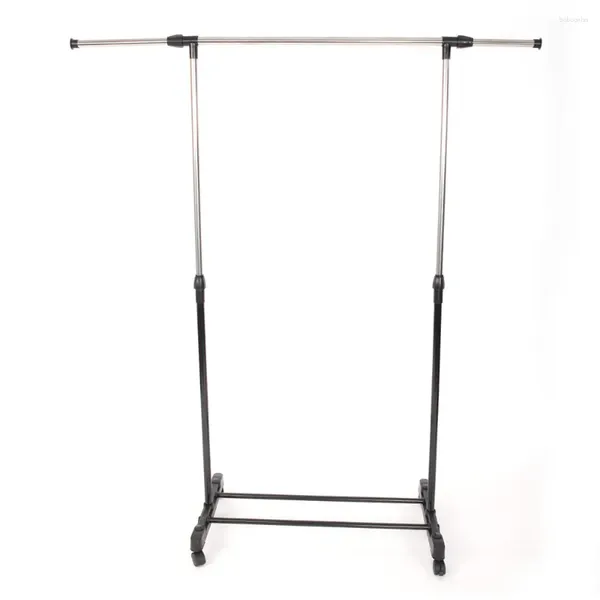 Cabides roupas rack de vestuário rolando com prateleira de sapato única barra vertical alongamento horizontal