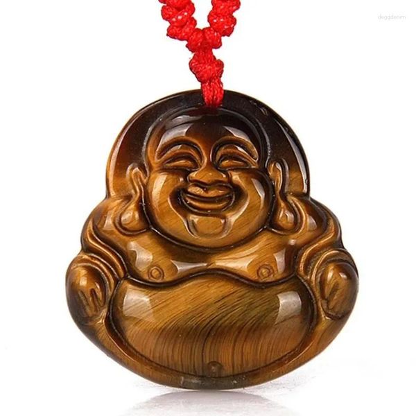 Anhänger Halsketten Handgemachte Tigerauge Stein Maitreya Buddha Halskette Frauen Männer Mode Jade Charms Schmuck Anhänger Glück Amulett Geschenke