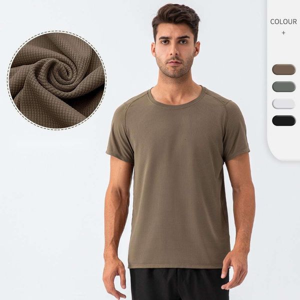 Lu Outdoor Herren-Sport-T-Shirt, schnell trocknendes, schweißableitendes Oberteil, Herren-Workout-T-Shirts, kurzärmeliges T-Shirt luluyoga Lemon 521