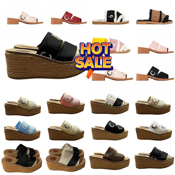 Sandali di lusso comfort Woody Flat Slides Sandalo da donna pantofola casual fondo spesso infradito piatto estivo da donna NUOVA moda plus size