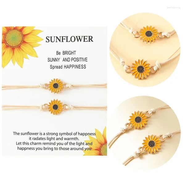 Charm-Armbänder, 2-teilig, Sonnenblumen-Versprechen, Freundschaftspaar, Abstand, passendes Abschluss-Armband, Böhmen-Schmuck