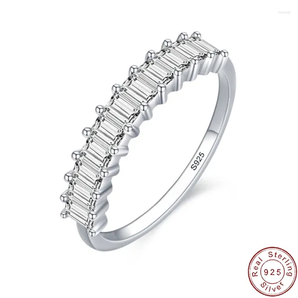 Anelli a grappolo JIALY scintillante zolletta di zucchero europea CZ S925 anello in argento sterling per le donne gioielli da sposa di compleanno