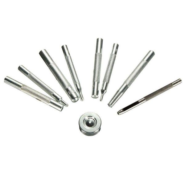 Conjuntos de ferramentas manuais profissionais 9pcs Kit de fixação Costura de couro Artesanato Snap Button Fastener Press Stud Base Drop Delivery Automóveis Motorc Otfzc