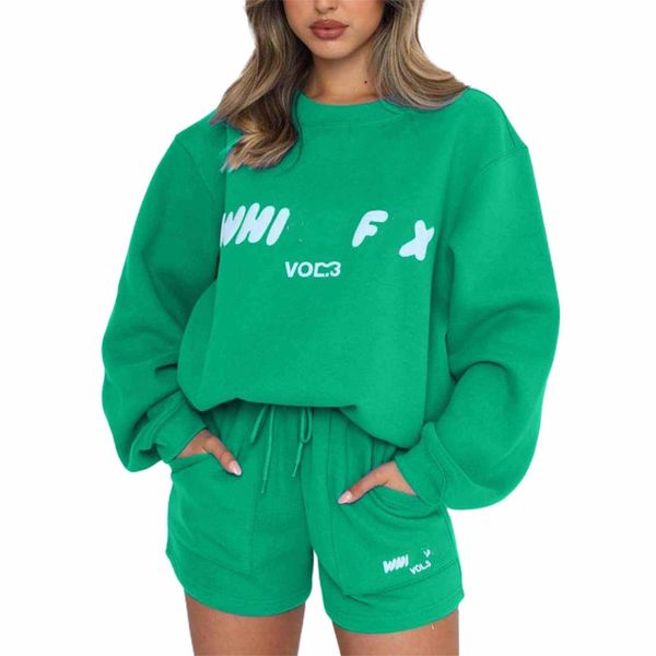 Weißer Hoodie Fox Designer-Trainingsanzug-Shorts langärmlig Foxx zweiteiliger Damen-Coture-Pullover mit Kapuze, lässiges Sweatshirt