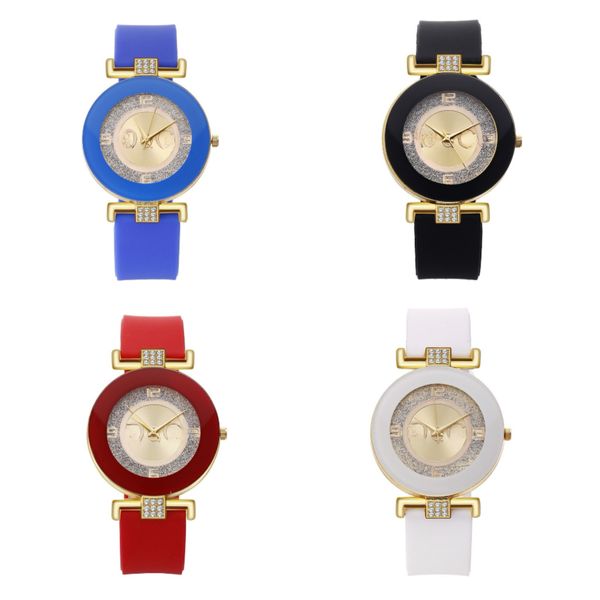 Женские кварцевые часы, 10 шт., силиконовый ремешок, простой дизайн со стразами, женские наручные часы, оптовая продажа с фабрики ювелирных изделий